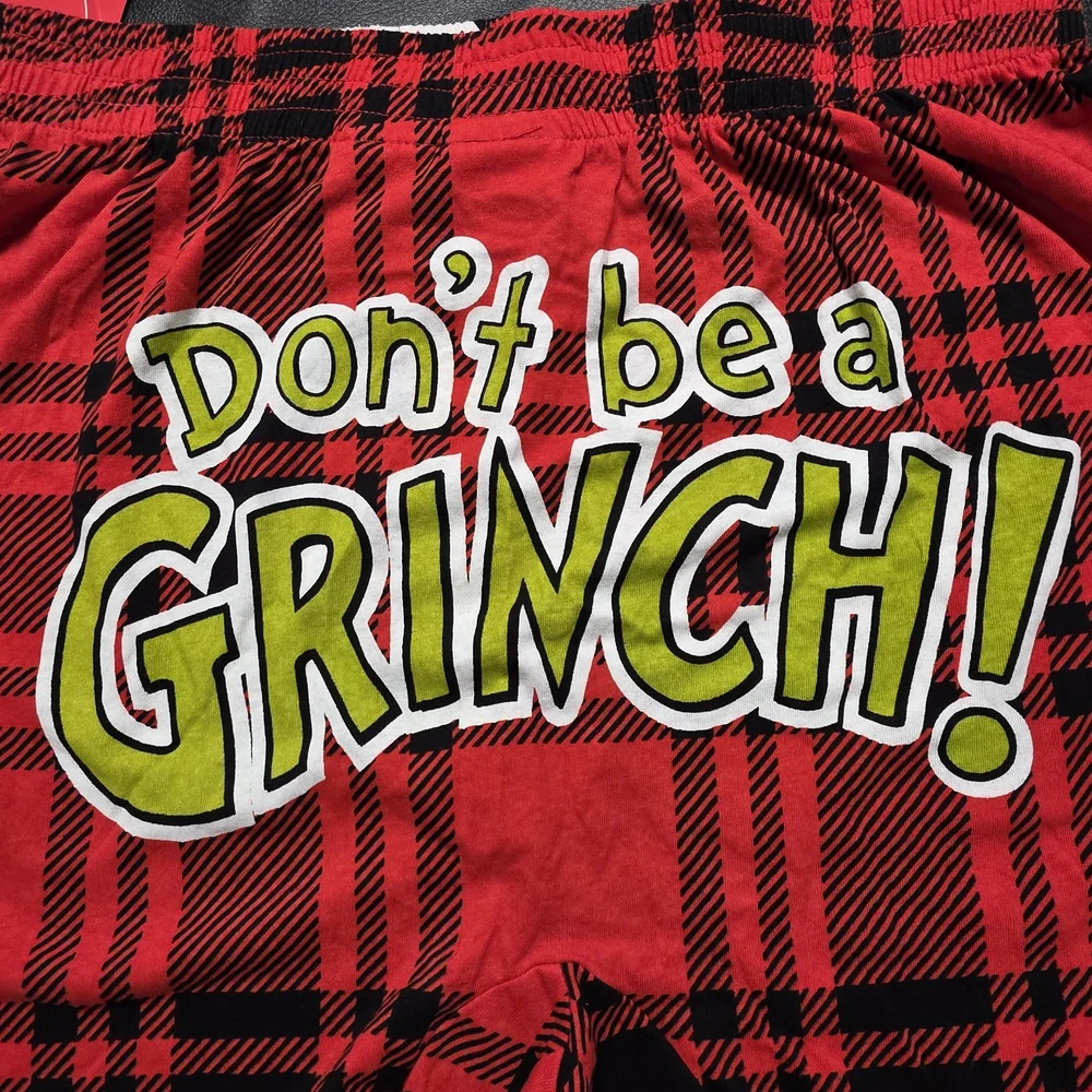 Dr. Seuss Grinch Plaid Boxers - Red and Green
